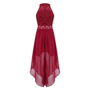 10 Year Old Model Kids Birthday Evening <b>Beaded</b> Sleeveless Lace Chiffon Jumpsuit Children's Party Dresses for Girls - Product Image 2