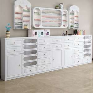 Armoire de présentation de salon de manucure nordique blanche, armoire à vernis à ongles, casier à colle, tiroir de rangement au sol - Product Image 4
