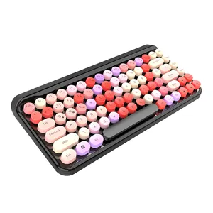 工場レトロレッドカラフルワイヤレスキーボードパンク甘い混合色かわいいキーボードピンクキャンディー防水キーボード