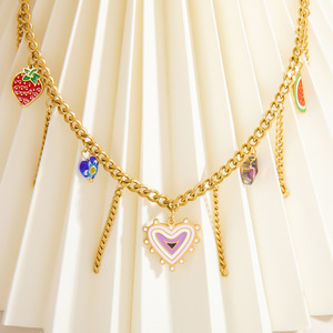 Collier en alliage de zinc en forme de cœur, couleur or 18 carats, chaîne de clavicule pour femmes, bijoux cadeau, accessoire de mode - Product Image 3