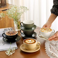Ensemble tasse à café en céramique avec soucoupe, mug pour latte art, ensemble de thé de l'après-midi style Instagram, design nordique minimaliste, tasse à expresso, logo personnalisé