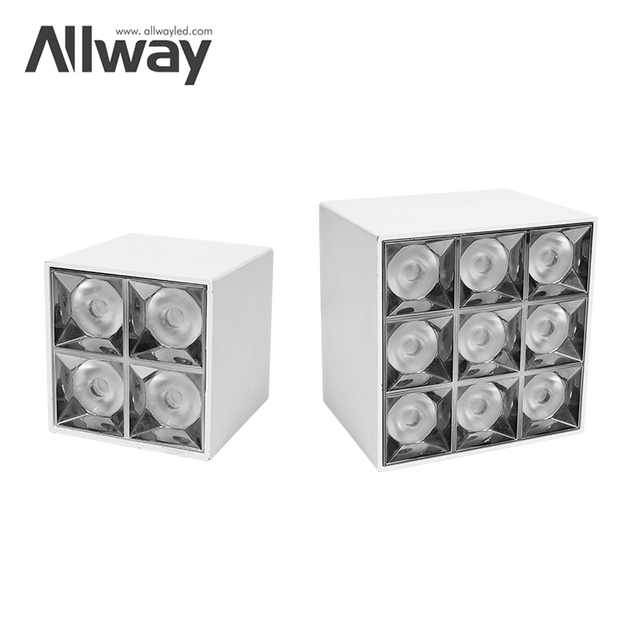 Zhongshan Factory Box Square Shape Aluminum Indoor Downlight 15W 36W LED Linear Grille Lamp