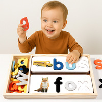 Juguete Educativo Temprano de Madera con Letras del Alfabeto, Caja de Rompecabezas para Niños, Aprendizaje de Lectura, Ortografía y Pensamiento Cognitivo