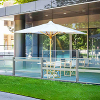 Bar en plein air sur le côté de la rue avec balustrade en verre coupe-vent
