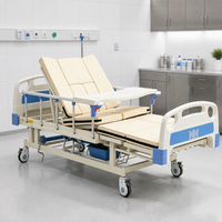 Lit d'hôpital manuel avec barrière latérale rabattable, manivelle et bac de rinçage pour shampoing, pour coin de salle de soins en maison de retraite