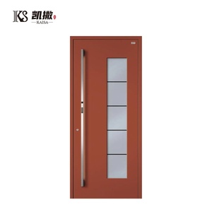 Porte extérieure en aluminium de style américain avec cadre, portes battantes en métal, designs de portes principales et fenêtres - Product Image 1