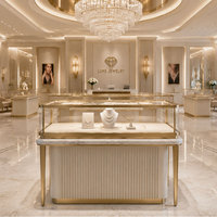 Vitrine de présentation de bijoux sur mesure de luxe en verre pour magasin de détail et centre commercial