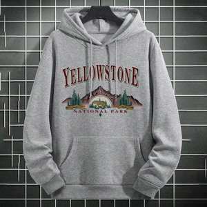 Sweat à capuche homme automne/hiver paysage oeuvre aventure en plein air montagne forêt tigre imprimé - Product Image 1