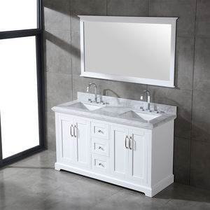 Mueble de Baño con Encimera de Mármol Carrara y Puertas de Cierre Suave con Lavabos Dobles, Hecho en Vietnam, Estilo Transicional - Product Image 5