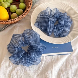 Nuevo Producto 2026: Lazos para el Cabello de Tela para Mujer, Diseño de Cuadrícula Azul, Elegantes, Sencillos, de Lujo Discreto y de Nicho, Venta al por Mayor de Accesorios para el Cabello - Product Image 3