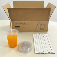 Lot de 100 gobelets jetables transparents de 16 oz pour boissons glacées, avec paille et couvercle, qualité alimentaire, idéal pour pique-niques, mariages et boissons froides