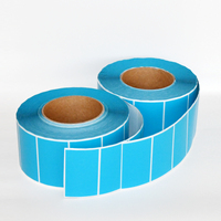 Étiquettes personnalisées vierges bleues, étiquettes personnalisées, papier enduit imperméable, sensibles à la pression, étiquettes d'expédition d'usine, étiquettes d'inventaire express