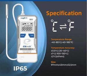 USB Digital <b>Temperature</b> <b>Controller</b> Data Logger Stainless Steel External Probe Reusable Recorder OEM Shadow Data 32000 Points - Product Image 2
