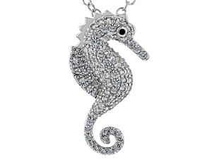 Collar de latón con circonitas cúbicas en forma de caballito de mar, chapado en rodio, de fábrica mayorista tailandesa, gargantilla de moda inspirada en el océano para uso diario en la playa, regalo - Product Image 1