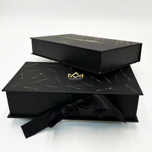 Wholesale <b>Wedding</b> Birthday <b>Gifts</b> <b>Boxes</b> Custom Black Cardboard Paper Box Packaging Magnetic Closing Rigid <b>Gift</b> Box With Ribbon - Product Image 6
