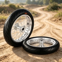 Kit de roues Supermoto KYZ neuf de 17 pouces chromé argenté, jeu de pneus 70/90-17/90-17, haute performance, mise à niveau professionnelle