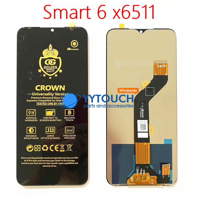 100% Tested 6.6inch for INFINIX SMART 6 X6511E X6511B X6511 Lcd Display Touch Screen Assembly