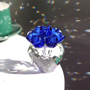 Regalos de Flores de Cristal Azul Especial para Mamá, Esposa, Novia, Adornos de Flores de Cristal para el Hogar, la Oficina, la Mesa, Pisapapeles - Product Image 5