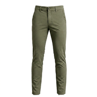 Celana Chino Kasual Pria Warna Solid Slim Straight Pinggang Sedang Bahan Spandex/Katun Bernapas Kancing Depan Perlindungan UV Untuk Pemakaian Sehari-hari