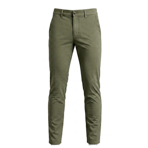 Pantalones Chinos Casuales para Hombre, Color Sólido, Corte Recto Ajustado, Cintura Media, Spandex/Algodón, Transpirables, Cierre de Botones, Protección UV, Uso Diario - Product Image 1
