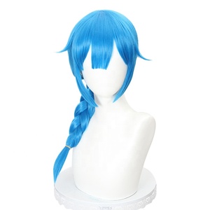 Perruque Cosplay Arcane LOL en Gros, 50 cm de Long, Bleue, <span class=keywords><strong>League</strong></span> <span class=keywords><strong>of</strong></span> Legends, Jeune <span class=keywords><strong>Jinx</strong></span>, Perruque Anime Synthétique Résistante à la Chaleur, Peluca - Product Image 5