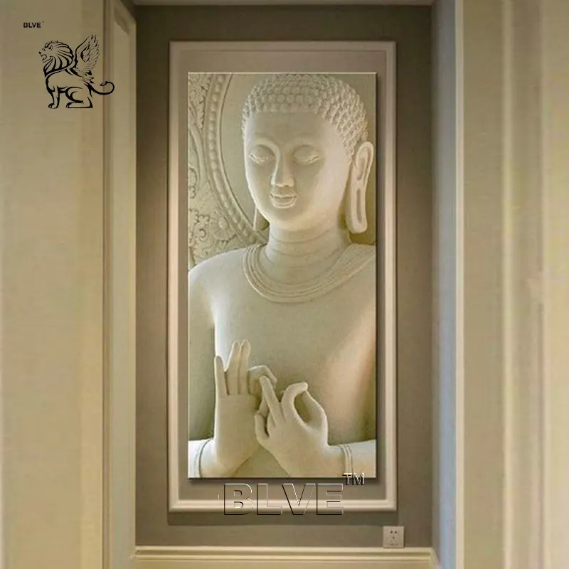 BLVE grand Art moderne vestibule Design décor à la maison 3D sculpture sur pierre Statues de bouddha Relief marbre Sculpture murale