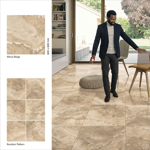 Azulejos de Porcelana Pulida Alecia Gris 600x600mm, Diseño de Mármol Gris, Acabado Brillante para Piso, 60x60cm - Product Image 5