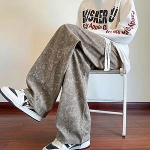 Pantalones Largos de Pana Estilo Americano, Casuales, con Efecto Tie-Dye, para Hombre, Primavera-Otoño, Corte Recto, Holgados, Cómodos, Versátiles, de Pierna Ancha - Product Image 2