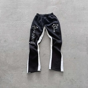 Pantalon évasé coupe ample avec logo imprimé brodé Pantalon empilé à rayures latérales personnalisé Pantalon de survêtement à blocs de couleur avec cordon de serrage pour hommes - Product Image 4