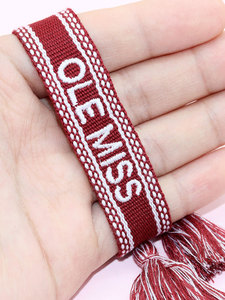Zhehu bracciale con nappine regolabile ricamato giorno di gioco personalizzato Boomer prima gioielli College regali Team bracciale università - Product Image 4