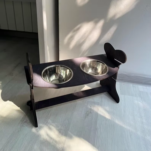 Wooden Rectangle <b>Pet</b> Bowls Stand Raised Feeder Cat Bowl Stand Feeding Stand Modern Movable <b>Pet</b> Furniture <b>Pet</b> Gift - Product Image 2