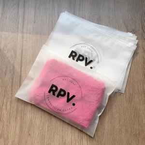 Custom Horizontal Frosted Zipper <b>Bags</b> - Matte Transparent Poly Packaging <b>for</b> Socks & Apparel Branding - Product Image 1