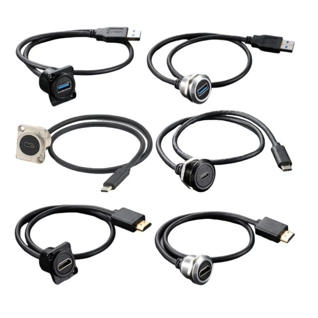 d type screw panel chassis wall mount usb3.0 a usb c type c hdtv hdmi female to male connector cable zinc alloy extender adapter
