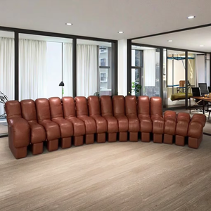 Enorme Laranja Macaco Couro Cama Sofá De Madeira Conjunto Clássico Sofás De Casa De Luxo Curvo Sofá Sala De Estar - Product Image 4