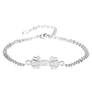 Femme à la mode mignon rêveur brillant Ins mode Style arc Bracelet pur argent plaqué accessoire à la mode - Product Image 5