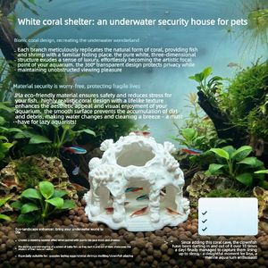 <span class=keywords><strong>Casa</strong></span> Refugio para Corales - Decoración para Acuario de Peces y Camarones con Textura Blanca Pura - Product Image 5