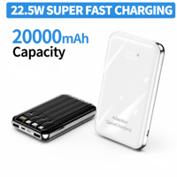 Hochwertige 10000mAh Tragbare Powerbank PD22.5W Schlankes Kleines Design LED-Display mit Schnellladung & 4 Kabeln