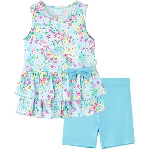 Dreamhalo Conjunto de verano para niñas pequeñas, camiseta sin mangas con volantes y pantalones cortos con lazo, conjunto de 2 piezas, ropa de 2 a 6 años - Product Image 1