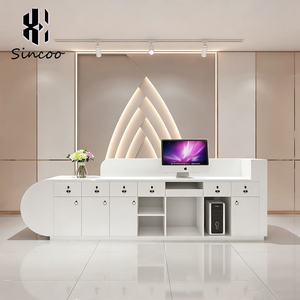 Mostrador de Recepción Moderno para Salón de Belleza de Lujo, con Acabado en Pintura Horneada, Diseño Curvo, para Peluquería, Spa y Tienda - Product Image 4