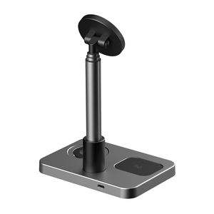 Personalizado 3-en-1 15W Carga inalámbrica Cargador magnético de escritorio Smart FCC Transmisión en vivo Compatible <span class=keywords><strong>iPhone</strong></span> 15 iWatch <span class=keywords><strong>AirPods</strong></span> 10W - Product Image 4