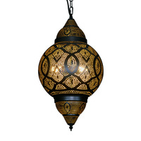 Lustre en fer forgé doré de style thaïlandais d'Asie du Sud-Est, design industriel rétro, type suspension pour éclairage d'escalier et de salon