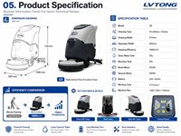 LVTONG Nettoyeur-sécheur de sol électrique 24V/100Ah autoporté avec réservoirs de nettoyage de 50L et de eaux usées de 55L pour usage commercial en entrepôt et usine