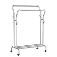 Porte-vêtements multifonctionnel en métal, démontable, sur pied, à double tringle, pour chambre et balcon