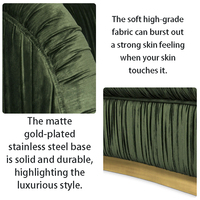 Canapé moderne en velours plissé vert olive, dossier incurvé ondulé, base dorée, pour salon, hôtel, vente en gros, OEM, sur mesure