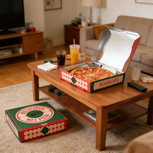 Cajas de Pizza Corrugadas con Revestimiento de Papel de Aluminio, Impresas Personalizadas con Materiales Reciclados, Acabado Mate, Multitamaño, Aisladas de Grado Alimenticio para Entrega a Domicilio - Product Image 2