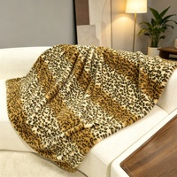 Plaid en fausse fourrure motif tigre orange, noir et blanc, ultra doux, 500 g/m², style hôtel de luxe