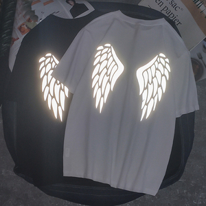 Luxury 100% Cotton Tshirt Reflect <b>Light</b> T-shirt Custom Heat Transfer Reflective Print Digital Logo Graphic t Shirt for Men - Product Image 1