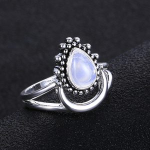 Charm Large <strong>Antique</strong> Marquise Created Moonstone Rings 925 Silver Women's Vintage Punk <strong>Jewelry</strong> <strong>Unique</strong> Anniversary Party Gift - Product Image 3