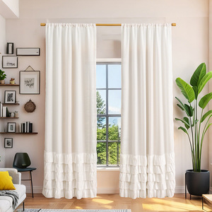 Gorden Korea Transparan Semi-Blackout Model Rod Pocket, Gaya Putri, Bahan Polyester, Pembatasan Cahaya, Pembukaan Kiri/Kanan, Laris Manis - Product Image 2