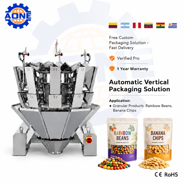 Food Grade Stainless Steel 10 Head Multihead Weigher Dosing Coffee Bean Mixed Nut Dried Fruit Packing Machine